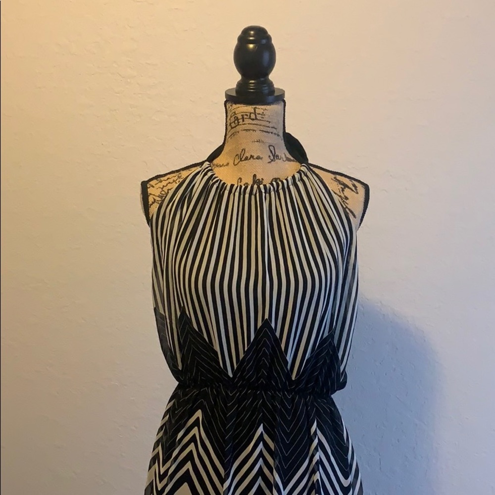 Long sheer black and white dress